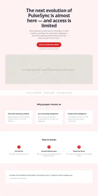 PulseSync AI — Urgent Rose — Micro Sites html5 microsite template