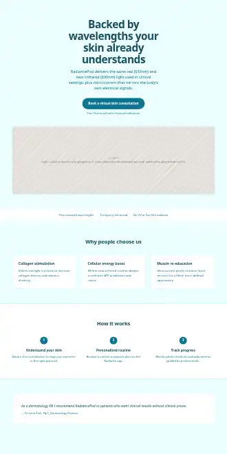RadiancePod — Clinical Cyan — Micro Sites html5 microsite template