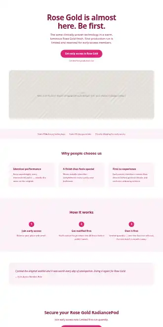 RadiancePod — Rose Launch — Micro Sites html5 microsite template