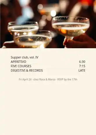 Menu leaders — Housewarming & dinner party template