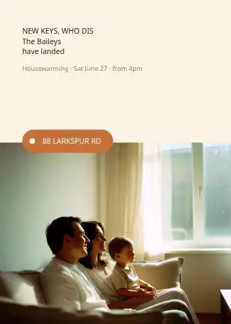 Key tag — Housewarming & dinner party photoinvite template