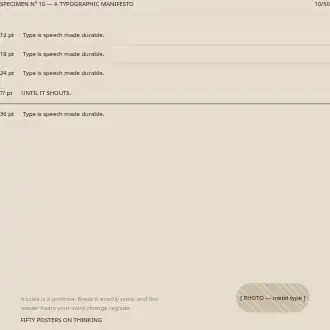 UNTIL IT SHOUTS. — specimen poster — Typographic Manifestos poster template