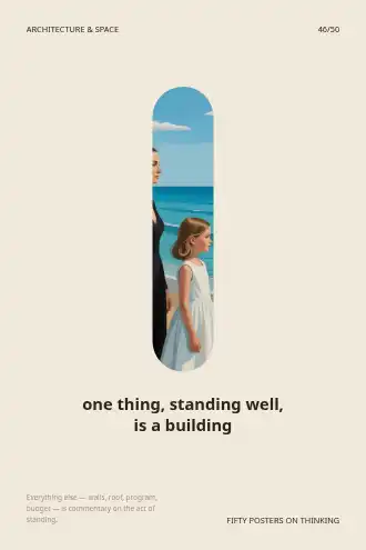 one thing, standing well, is a building — spotlight poster — Architecture & Space template