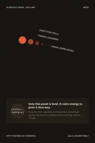 EVERYTHING ROLLS TOWARD LUKEWARM — diagonal poster — Scientific Ideas template