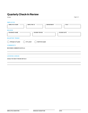 Quarterly Check-In Review — Review Cycles template