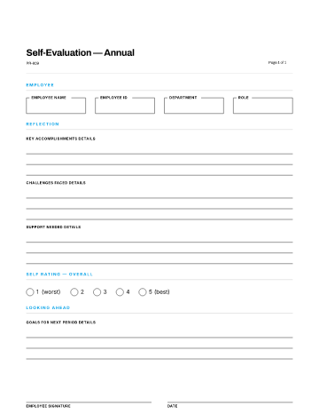 Self-Evaluation — Annual — Self & Peer form template