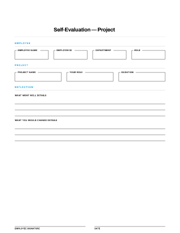 Self-Evaluation — Project — Self & Peer template