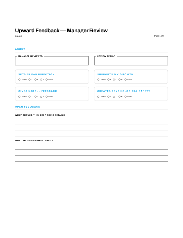 Upward Feedback — Manager Review — Self & Peer template