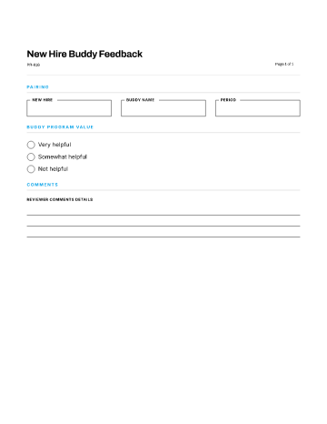 New Hire Buddy Feedback — Self & Peer template