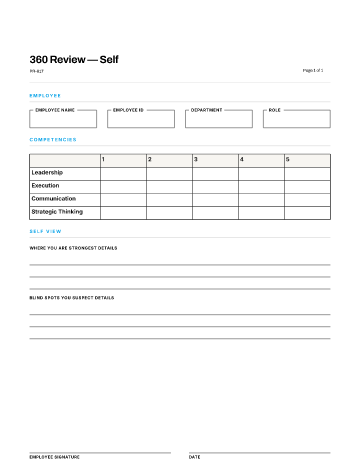 360 Review — Self — 360 Multi-Rater form template