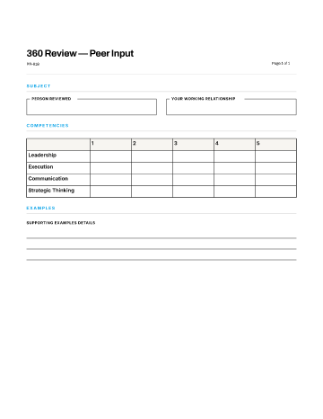 360 Review — Peer Input — 360 Multi-Rater template