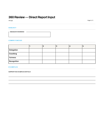 360 Review — Direct Report Input — 360 Multi-Rater template