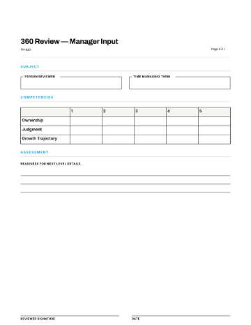 360 Review — Manager Input — 360 Multi-Rater template