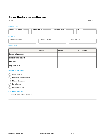 Sales Performance Review — Role-Specific template