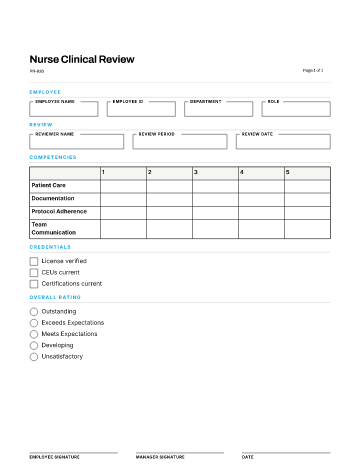 Nurse Clinical Review — Role-Specific template