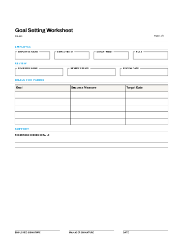 Goal Setting Worksheet — Goals & OKRs template