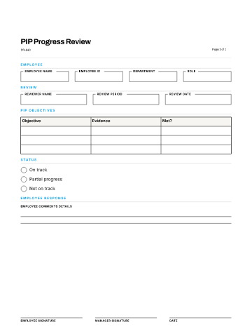PIP Progress Review — Goals & OKRs template