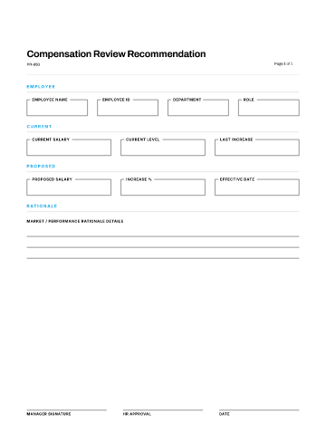 Compensation Review Recommendation — Calibration & Talent template