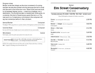 Elm Street Conservatory — Folded recital — Concerts & Recitals template