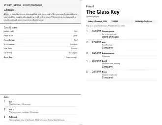 The Glass Key — Folded playbill — Theatre & Film template
