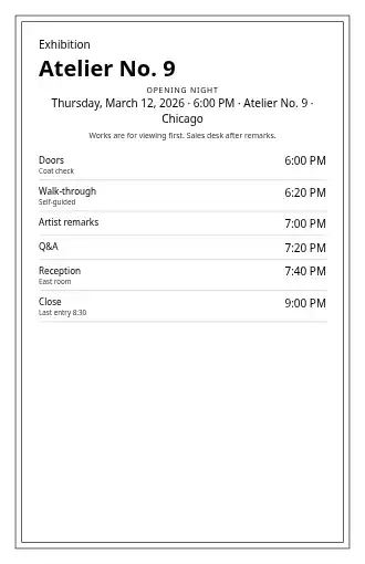 Atelier No. 9 — Opening — Theatre & Film program template