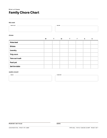 Family Chore Chart — Chore Charts template