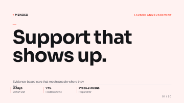 Mended — Press & media — Press & media pitch deck template