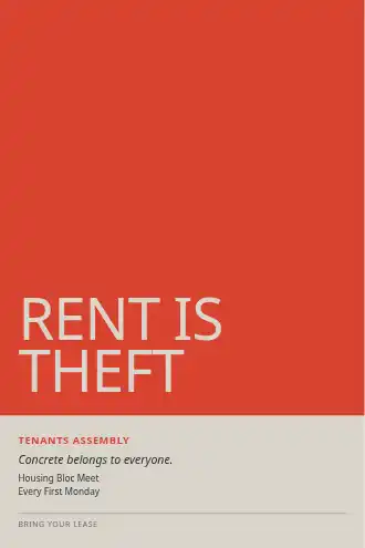 RENT IS THEFT — Typographic & Brutalist poster template