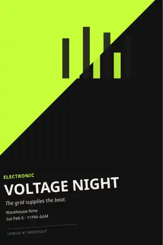 VOLTAGE NIGHT — Swiss & Modernist poster template