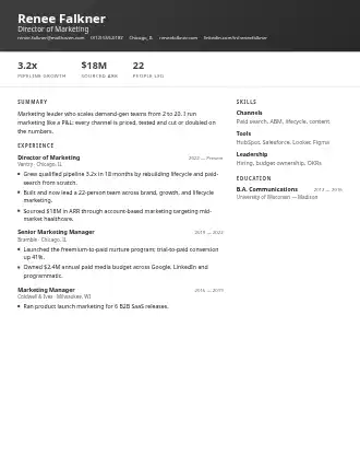 Renee Falkner — campaign resume — Corporate resume template