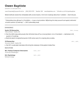 Owen Baptiste — insight resume — Technical template