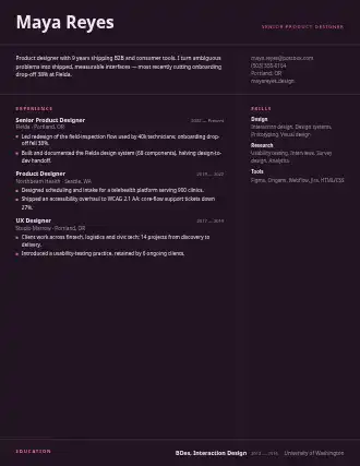 Maya Reyes — modular resume — Technical resume template