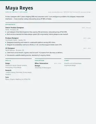 Maya Reyes — topline resume — Corporate resume template