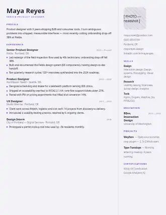 Maya Reyes — rightrail resume — Corporate resume template