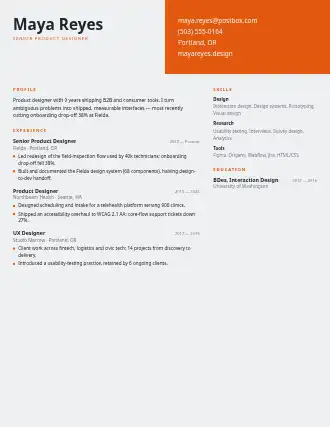 Maya Reyes — split resume — Creative resume template