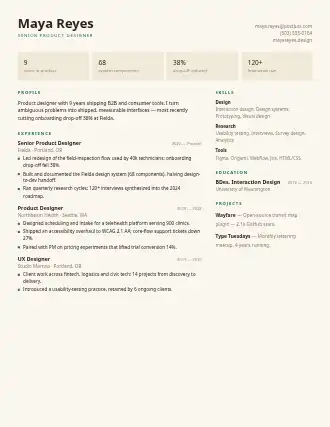 Maya Reyes — statgrid resume — Technical resume template