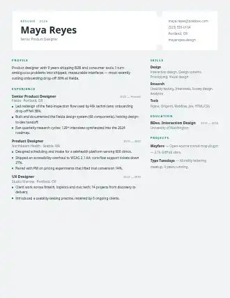 Maya Reyes — ticket resume — Creative resume template