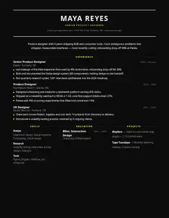 Maya Reyes — classic resume — Corporate resume template