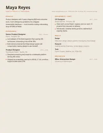 Maya Reyes — twocol resume — Corporate resume template