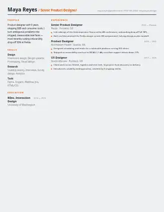 Maya Reyes — compact resume — Technical resume template