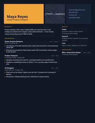 Maya Reyes — metro resume — Creative resume template