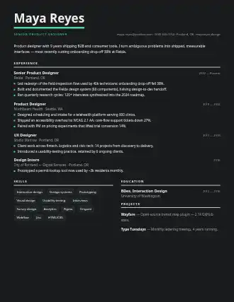 Maya Reyes — baseline resume — Minimal resume template