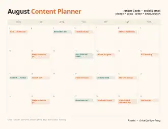 August Content Planner — content calendar — Calendars & Planners template