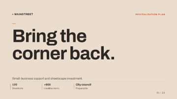 Main Street Revival — City council — City council pitch deck template