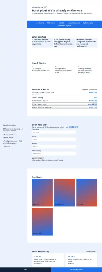 RapidFlow Plumbing — Website — Homepages html5 homepage template